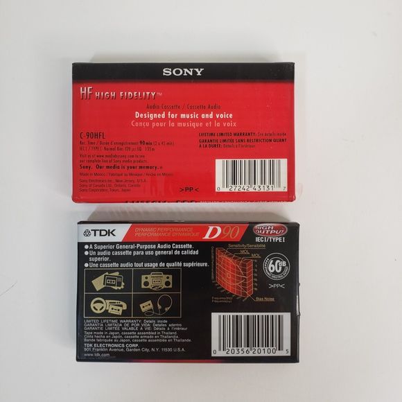 2 New Sealed Sony Hi Fi  TDK D90 Blank Audio Cassette Tapes Normal Bias 90 min - Picture 2 of 6